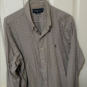 Ralph Lauren Men's Brown, Green and Pink Checkered Shirt